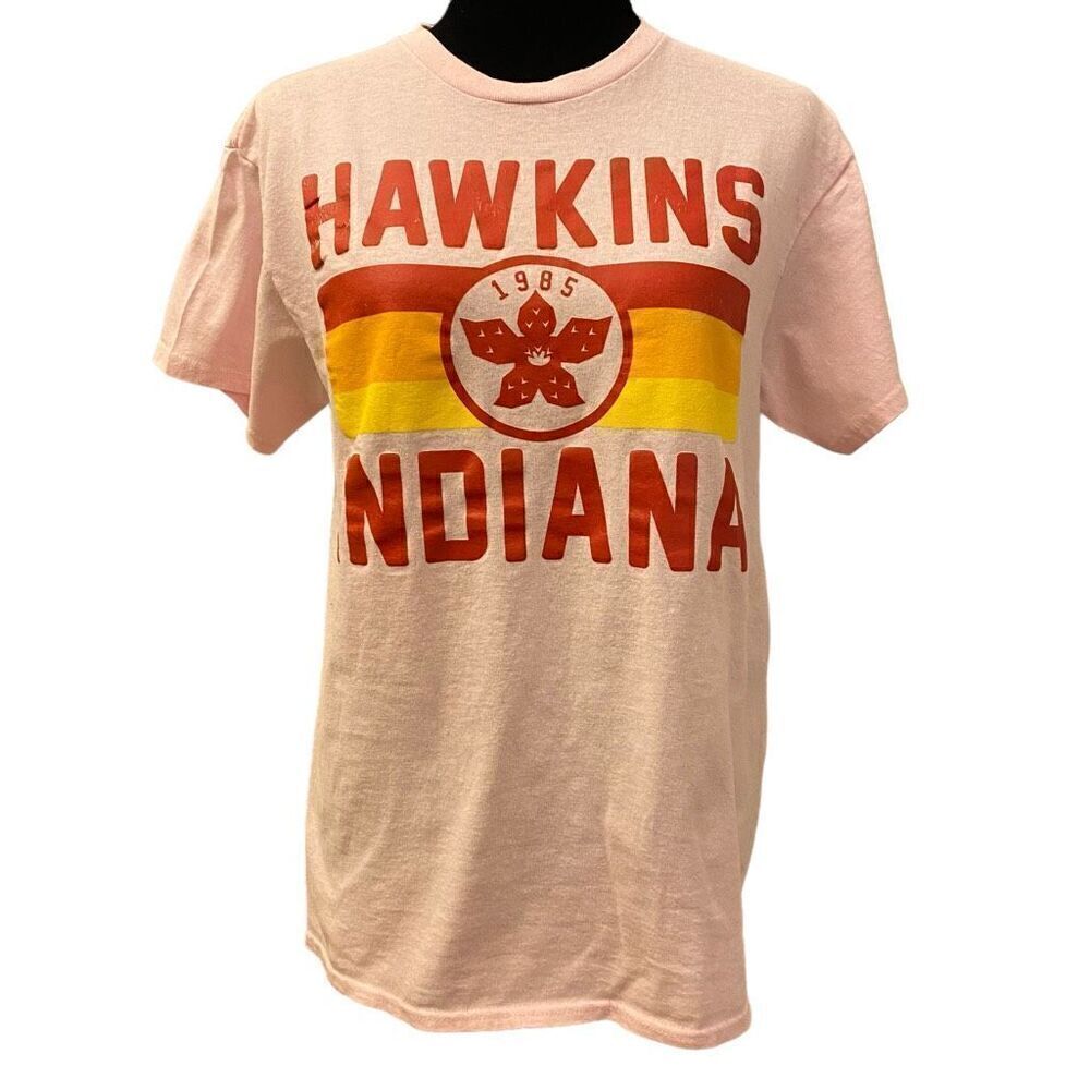 Stranger Things Hawkins‎ Indians Pink Short Sleeve Tee Shirt Sz M